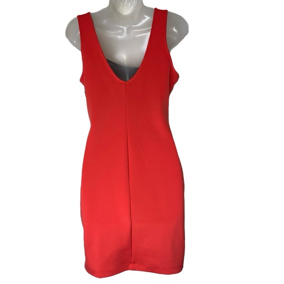 2b Bebe Bodycon Gia Mesh Front Cross Mini Dress Red Black Cocktail Party Y2K - Picture 5 of 16